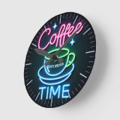 ☕Custom Coffeecore Klok Koffie Memes Neon Look (Hoek)