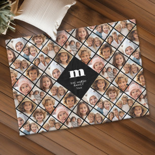Custom Collage 12 Foto - funky familie monogram Fleece Deken