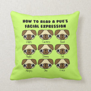 CUSTOM COLOR Cute Kawaii Cartoon Pug Funny Pillow Kussen