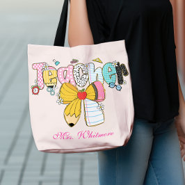 Custom Colorful Patchwork Teacher Back to School Crossbody Tas