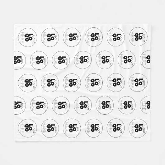 Custom Company Black Logo Pattern op White Fleece Deken (Voorkant (Horizontaal))