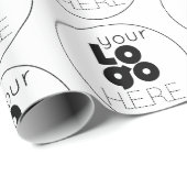Custom Company Black Logo Pattern op White Gift Cadeaupapier (Rol Hoek)