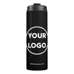 Custom Company Logo and Business Website Black Thermosbeker