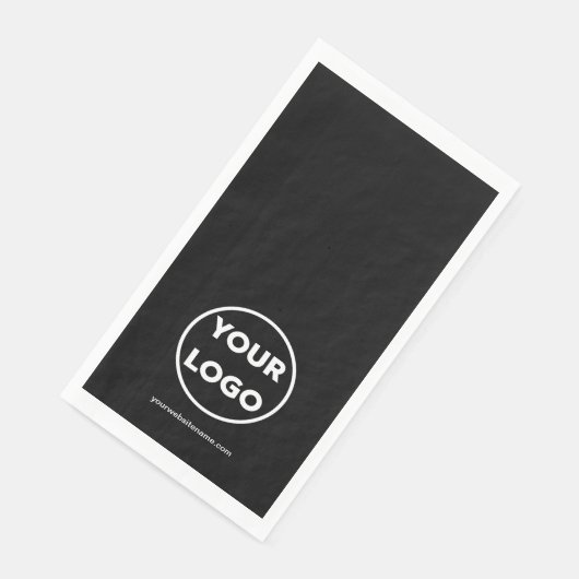 Custom Company Logo and Business Website op zwart Servet (Hoek)