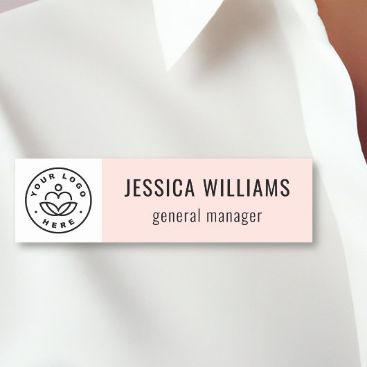 Custom Company Logo Blush Pink Employee Naamplaatje