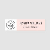 Custom Company Logo Blush Pink Employee Naamplaatje (Voorkant)