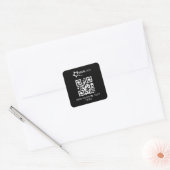 Custom Company Logo en QR Code Zwart Vierkante Sticker (Envelop)