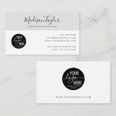 Custom Company Logo QR Code Simple Feminine Gray Visitekaartje (Voorkant / Achterkant)