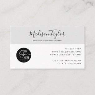 Custom Company Logo QR Code Simple Feminine Gray Visitekaartje