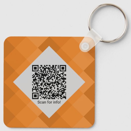 Custom Company Logo QR-code Sinaasappel & Grijs Sleutelhanger (Achterkant)