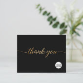 Custom Company Logo Social Gold Black Bedankkaart (Staand voorkant)