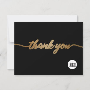 Custom Company Logo Social Gold Black Bedankkaart