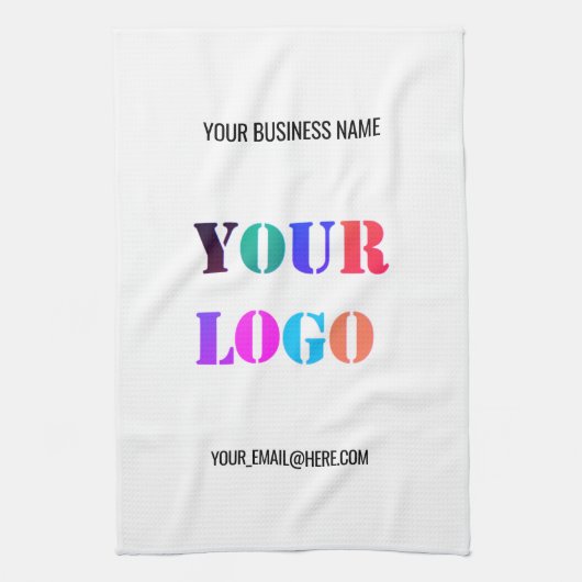 Custom Company Logo Tekst Business Keukenhanddoek (Verticaal)
