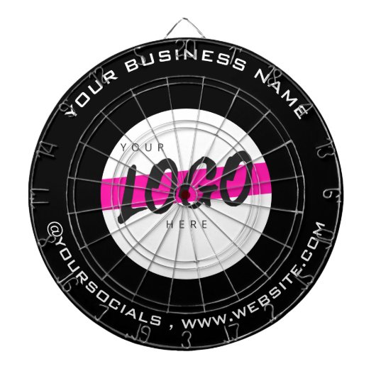Custom Company Logo Tekst Promotionele B&W Dartbord (Voorkant)