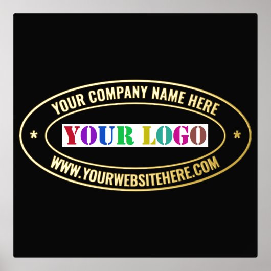 Custom Company Logo Text Black Gold Foil Prints (Voorkant)