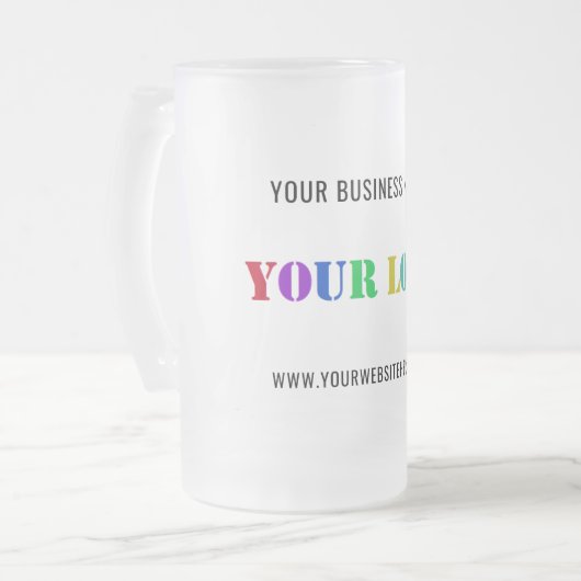 Custom Company Logo Text Frosted Glass Beer Mok (Voorkant links)