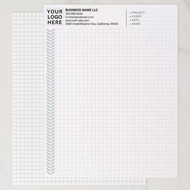Custom Company Name & Logo | Graph Paper Sheets  Briefhoofd (company logo on grid paper, bulk custom graph papers)