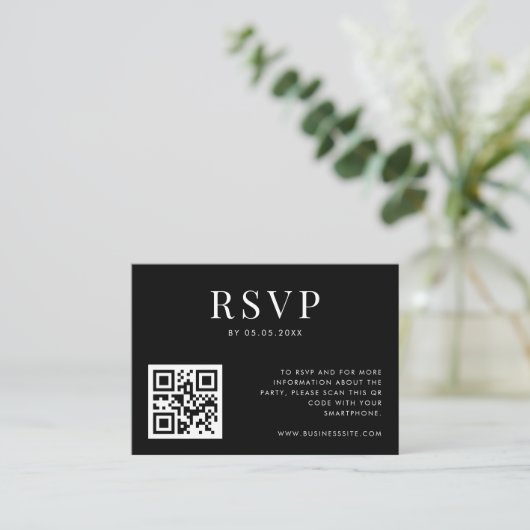 Custom Company Party Logo QR Code Business RSVP Informatiekaartje (Staand voorkant)