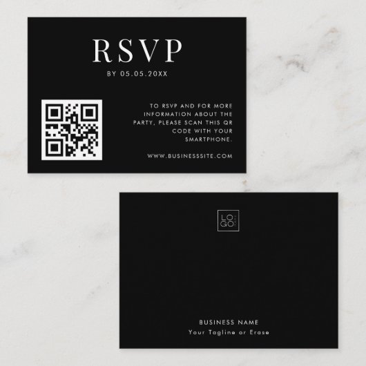 Custom Company Party Logo QR Code Business RSVP Informatiekaartje (Voorkant / Achterkant)