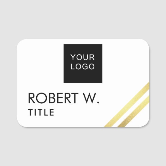 Custom Company Professional Logo White Gold Naamplaatje (Voorkant)