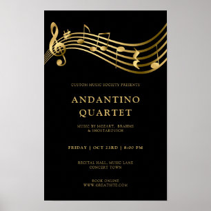 Custom Concert Poster Sjabloon Muziek Gouden Notit