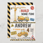 Custom Construction Birthday Invitations (Devant / Derrière)