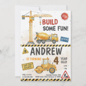Custom Construction Birthday Invitations Kaart (Voorkant)