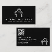 Custom Construction Black Silver Home Building Lux Visitekaartje (Voorkant / Achterkant)
