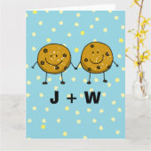 Custom Cookie Paar – Uw Initialen Kaart (Gele Bloem)
