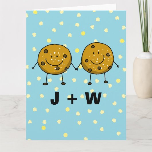 Custom Cookie Paar – Uw Initialen Kaart (Voorkant)