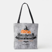 Custom Cool Black Halloween Trick or treat Pompoen Draagtas (Achterkant)