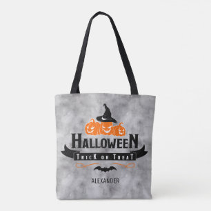 Custom Cool Black Halloween Trick or treat Pompoen Draagtas