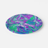 Custom Cool Blauwgroen Paarse Groovy verjaardagsfe Papieren Bordje (Gekanteld)