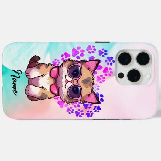 Custom Cool Cat in Zonnebril Hoesje (Achterkant (horizontaal))