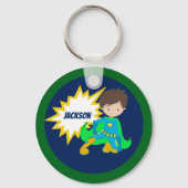 Custom Cool Superheld Action Bubble Sleutelhanger (Achterkant)