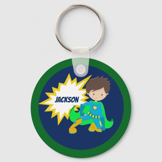 Custom Cool Superheld Action Bubble Sleutelhanger (Achterkant)