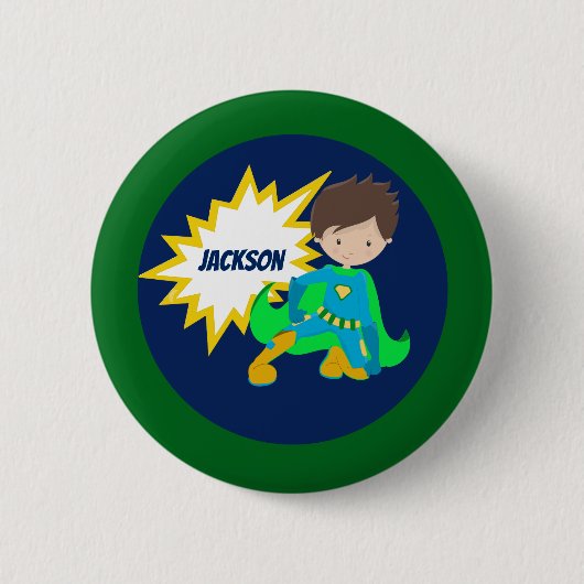 Custom Cool Superheld Kind Action Bubble Ronde Button 5,7 Cm (Voorkant)