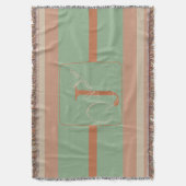 Custom Coral Sage Stripe Monogram Boho Pastel Chi Deken (Voorkant Verticaal)