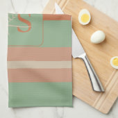 Custom Coral Sage Stripe Monogram Boho Pastel Chi Theedoek (Quarter Fold)