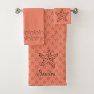 Custom Coral White Chic Beach house Starfish 