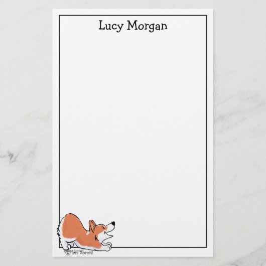 Custom Corgi Cute Dog Art Stationery Briefpapier (Voorkant)