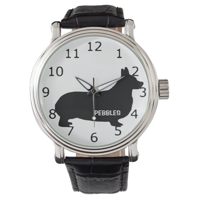 CUSTOM Corgi Dog Silhouet Horloge (Voorkant)