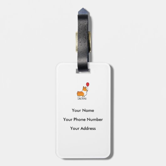 Custom Corgi Unicorn Floatie Bagagelabel (Achterkant verticaal)
