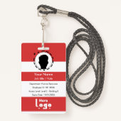 Custom corporate ID badge with barcode (Voorkant met draagriem)