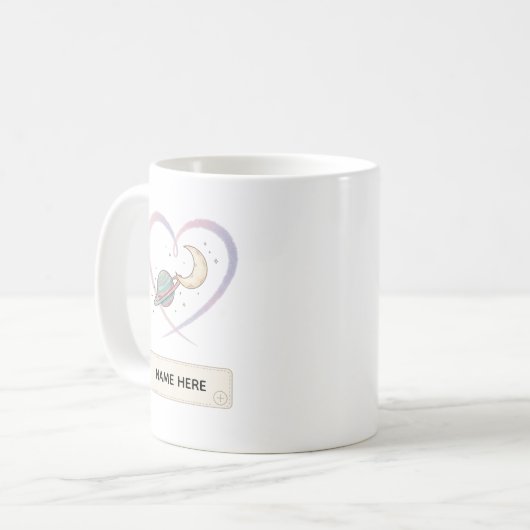 Custom Cosmic Heart Name Mug (Devant gauche)