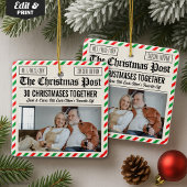 Custom Couple Anniversary Gift Christmas Newspaper Keramisch Ornament