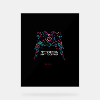 Custom Couple Anniversary Neon Parrots Winter Hood