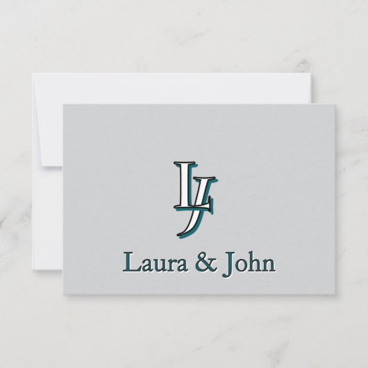 Custom Couple Initials and Names Flat Card Bedankkaart (Voorkant)