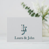 Custom Couple Initials and Names Flat Card Bedankkaart (Staand voorkant)