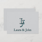 Custom Couple Initials and Names Flat Card Bedankkaart (Voorkant / Achterkant)